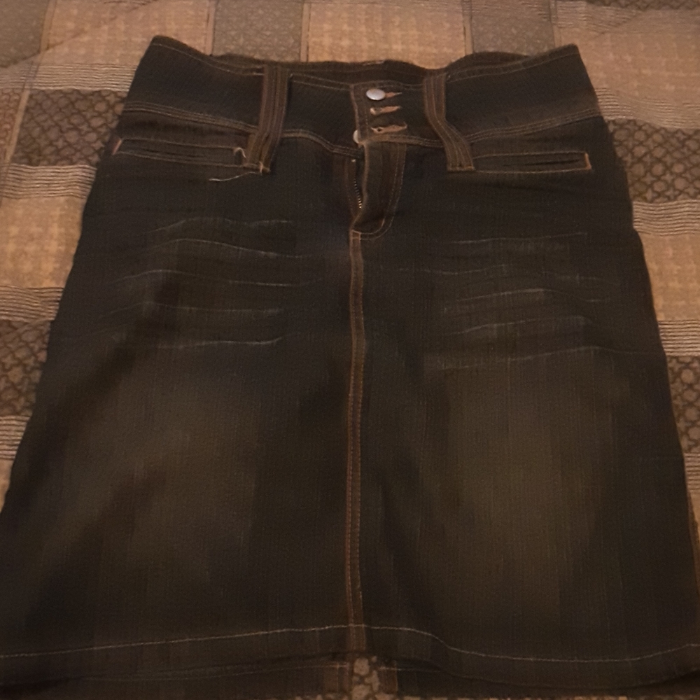Jamie Nicole Women blue denim jean skirt